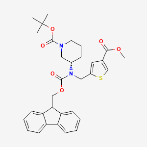 molecular formula C32H36N2O6S B7360082 tert-butyl (3S)-3-[9H-fluoren-9-ylmethoxycarbonyl-[(4-methoxycarbonylthiophen-2-yl)methyl]amino]piperidine-1-carboxylate 