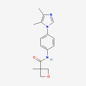 molecular formula C16H19N3O2 B7360928 N-[4-(4,5-dimethylimidazol-1-yl)phenyl]-3-methyloxetane-3-carboxamide 