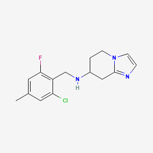 molecular formula C15H17ClFN3 B7361136 N-[(2-chloro-6-fluoro-4-methylphenyl)methyl]-5,6,7,8-tetrahydroimidazo[1,2-a]pyridin-7-amine 