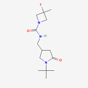 molecular formula C14H24FN3O2 B7361989 N-[(1-tert-butyl-5-oxopyrrolidin-3-yl)methyl]-3-fluoro-3-methylazetidine-1-carboxamide 