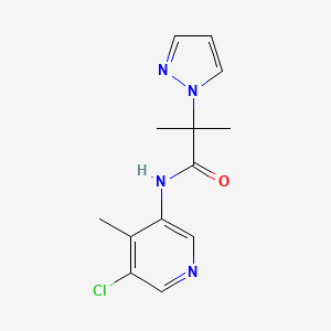 molecular formula C13H15ClN4O B7362028 N-(5-chloro-4-methylpyridin-3-yl)-2-methyl-2-pyrazol-1-ylpropanamide 