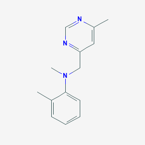 molecular formula C14H17N3 B7362142 N,2-dimethyl-N-[(6-methylpyrimidin-4-yl)methyl]aniline 