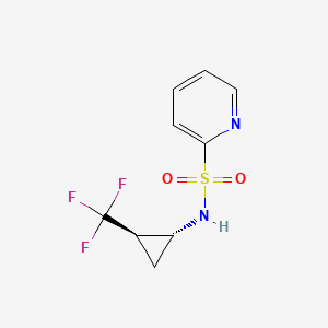 molecular formula C9H9F3N2O2S B7362669 N-[(1R,2R)-2-(trifluoromethyl)cyclopropyl]pyridine-2-sulfonamide 
