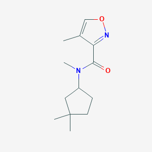 molecular formula C13H20N2O2 B7362697 N-(3,3-dimethylcyclopentyl)-N,4-dimethyl-1,2-oxazole-3-carboxamide 