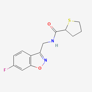 molecular formula C13H13FN2O2S B7363147 N-[(6-fluoro-1,2-benzoxazol-3-yl)methyl]thiolane-2-carboxamide 