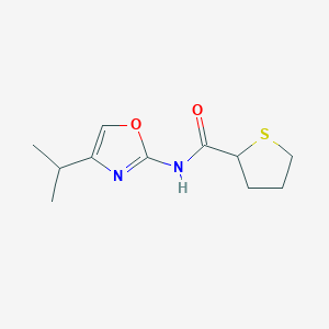 molecular formula C11H16N2O2S B7363212 N-(4-propan-2-yl-1,3-oxazol-2-yl)thiolane-2-carboxamide 