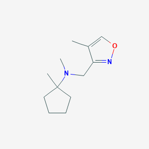 molecular formula C12H20N2O B7363380 N,1-dimethyl-N-[(4-methyl-1,2-oxazol-3-yl)methyl]cyclopentan-1-amine 