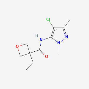 molecular formula C11H16ClN3O2 B7363825 N-(4-chloro-2,5-dimethylpyrazol-3-yl)-3-ethyloxetane-3-carboxamide 
