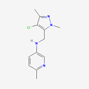 molecular formula C12H15ClN4 B7364088 N-[(4-chloro-2,5-dimethylpyrazol-3-yl)methyl]-6-methylpyridin-3-amine 