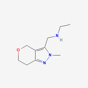 molecular formula C10H17N3O B7364237 N-[(2-methyl-6,7-dihydro-4H-pyrano[4,3-c]pyrazol-3-yl)methyl]ethanamine 