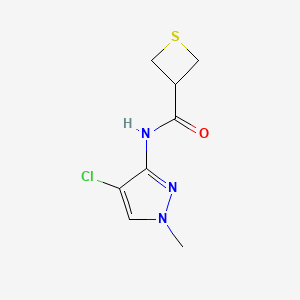 molecular formula C8H10ClN3OS B7364365 N-(4-chloro-1-methylpyrazol-3-yl)thietane-3-carboxamide 