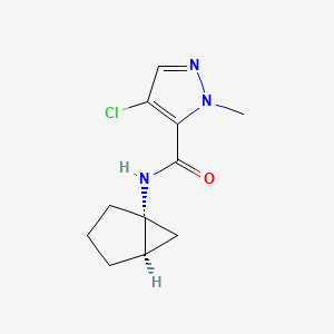molecular formula C11H14ClN3O B7364661 N-[(1R,5R)-1-bicyclo[3.1.0]hexanyl]-4-chloro-2-methylpyrazole-3-carboxamide 