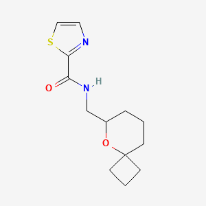 molecular formula C13H18N2O2S B7364676 N-(5-oxaspiro[3.5]nonan-6-ylmethyl)-1,3-thiazole-2-carboxamide 