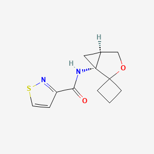 molecular formula C12H14N2O2S B7364691 N-[(1R,5R)-spiro[3-oxabicyclo[3.1.0]hexane-2,1'-cyclobutane]-1-yl]-1,2-thiazole-3-carboxamide 