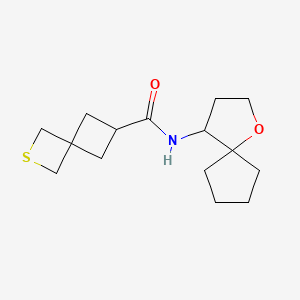 molecular formula C15H23NO2S B7364766 N-(1-oxaspiro[4.4]nonan-4-yl)-2-thiaspiro[3.3]heptane-6-carboxamide 