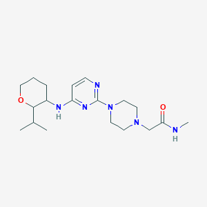 molecular formula C19H32N6O2 B7365407 N-methyl-2-[4-[4-[(2-propan-2-yloxan-3-yl)amino]pyrimidin-2-yl]piperazin-1-yl]acetamide 