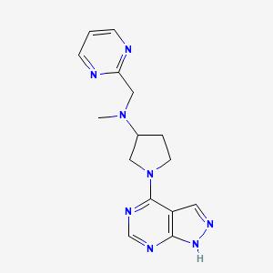 molecular formula C15H18N8 B7365461 N-methyl-1-(1H-pyrazolo[3,4-d]pyrimidin-4-yl)-N-(pyrimidin-2-ylmethyl)pyrrolidin-3-amine 