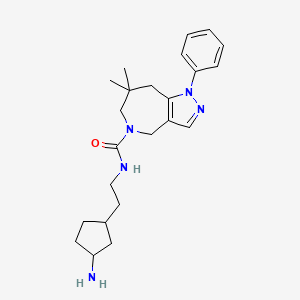 molecular formula C23H33N5O B7365478 N-[2-(3-aminocyclopentyl)ethyl]-7,7-dimethyl-1-phenyl-6,8-dihydro-4H-pyrazolo[4,3-c]azepine-5-carboxamide 