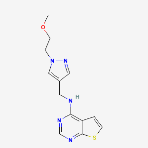 molecular formula C13H15N5OS B7365992 N-[[1-(2-methoxyethyl)pyrazol-4-yl]methyl]thieno[2,3-d]pyrimidin-4-amine 