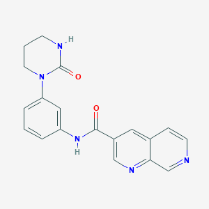 molecular formula C19H17N5O2 B7366017 N-[3-(2-oxo-1,3-diazinan-1-yl)phenyl]-1,7-naphthyridine-3-carboxamide 