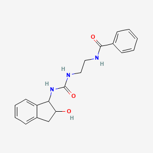 molecular formula C19H21N3O3 B7366055 N-[2-[(2-hydroxy-2,3-dihydro-1H-inden-1-yl)carbamoylamino]ethyl]benzamide 
