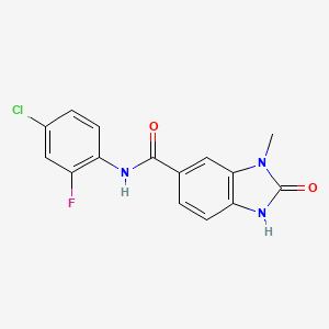 molecular formula C15H11ClFN3O2 B7366131 N-(4-chloro-2-fluorophenyl)-3-methyl-2-oxo-1H-benzimidazole-5-carboxamide 