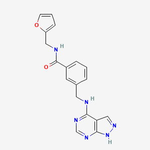molecular formula C18H16N6O2 B7366139 N-(furan-2-ylmethyl)-3-[(1H-pyrazolo[3,4-d]pyrimidin-4-ylamino)methyl]benzamide 