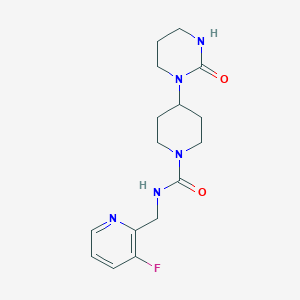 molecular formula C16H22FN5O2 B7366227 N-[(3-fluoropyridin-2-yl)methyl]-4-(2-oxo-1,3-diazinan-1-yl)piperidine-1-carboxamide 