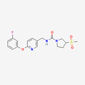 molecular formula C18H20FN3O4S B7366230 N-[[6-(3-fluorophenoxy)pyridin-3-yl]methyl]-3-methylsulfonylpyrrolidine-1-carboxamide 