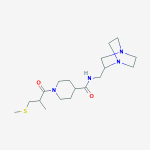 molecular formula C18H32N4O2S B7366261 N-(1,4-diazabicyclo[2.2.2]octan-2-ylmethyl)-1-(2-methyl-3-methylsulfanylpropanoyl)piperidine-4-carboxamide 