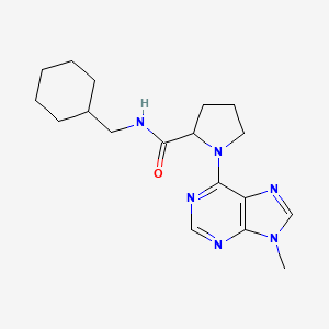 molecular formula C18H26N6O B7366446 N-(cyclohexylmethyl)-1-(9-methylpurin-6-yl)pyrrolidine-2-carboxamide 