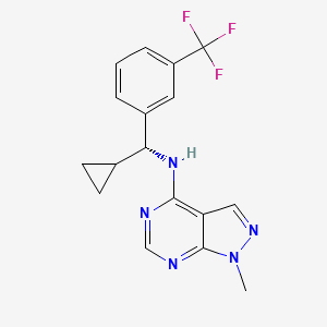 molecular formula C17H16F3N5 B7366472 N-[(R)-cyclopropyl-[3-(trifluoromethyl)phenyl]methyl]-1-methylpyrazolo[3,4-d]pyrimidin-4-amine 