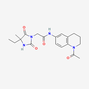 molecular formula C19H24N4O4 B7366522 N-(1-acetyl-3,4-dihydro-2H-quinolin-6-yl)-2-(4-ethyl-4-methyl-2,5-dioxoimidazolidin-1-yl)acetamide 