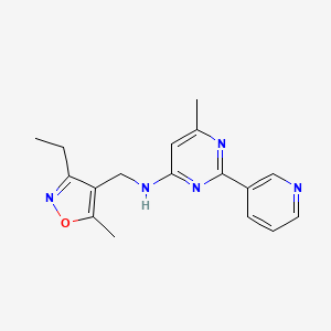 molecular formula C17H19N5O B7366545 N-[(3-ethyl-5-methyl-1,2-oxazol-4-yl)methyl]-6-methyl-2-pyridin-3-ylpyrimidin-4-amine 