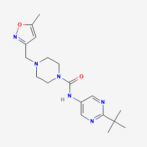 molecular formula C18H26N6O2 B7366648 N-(2-tert-butylpyrimidin-5-yl)-4-[(5-methyl-1,2-oxazol-3-yl)methyl]piperazine-1-carboxamide 