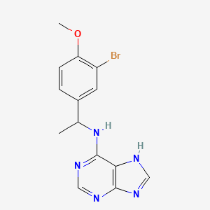molecular formula C14H14BrN5O B7366671 N-[1-(3-bromo-4-methoxyphenyl)ethyl]-7H-purin-6-amine 
