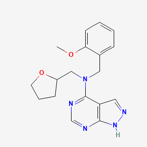 molecular formula C18H21N5O2 B7366722 N-[(2-methoxyphenyl)methyl]-N-(oxolan-2-ylmethyl)-1H-pyrazolo[3,4-d]pyrimidin-4-amine 