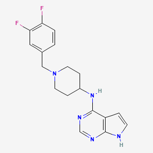 molecular formula C18H19F2N5 B7366781 N-[1-[(3,4-difluorophenyl)methyl]piperidin-4-yl]-7H-pyrrolo[2,3-d]pyrimidin-4-amine 