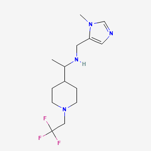 molecular formula C14H23F3N4 B7366801 N-[(3-methylimidazol-4-yl)methyl]-1-[1-(2,2,2-trifluoroethyl)piperidin-4-yl]ethanamine 