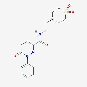 molecular formula C17H22N4O4S B7366805 N-[2-(1,1-dioxo-1,4-thiazinan-4-yl)ethyl]-6-oxo-1-phenyl-4,5-dihydropyridazine-3-carboxamide 