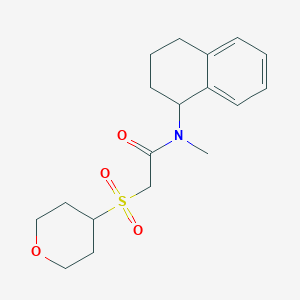 molecular formula C18H25NO4S B7366873 N-methyl-2-(oxan-4-ylsulfonyl)-N-(1,2,3,4-tetrahydronaphthalen-1-yl)acetamide 