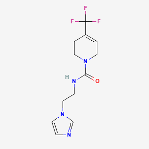 molecular formula C12H15F3N4O B7367009 N-(2-imidazol-1-ylethyl)-4-(trifluoromethyl)-3,6-dihydro-2H-pyridine-1-carboxamide 