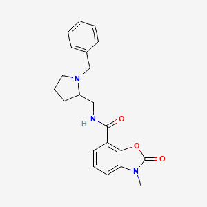 molecular formula C21H23N3O3 B7367036 N-[(1-benzylpyrrolidin-2-yl)methyl]-3-methyl-2-oxo-1,3-benzoxazole-7-carboxamide 