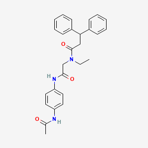 molecular formula C27H29N3O3 B7367070 N-[2-(4-acetamidoanilino)-2-oxoethyl]-N-ethyl-3,3-diphenylpropanamide 