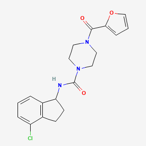 molecular formula C19H20ClN3O3 B7367108 N-(4-chloro-2,3-dihydro-1H-inden-1-yl)-4-(furan-2-carbonyl)piperazine-1-carboxamide 