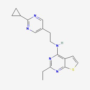 molecular formula C17H19N5S B7367147 N-[2-(2-cyclopropylpyrimidin-5-yl)ethyl]-2-ethylthieno[2,3-d]pyrimidin-4-amine 