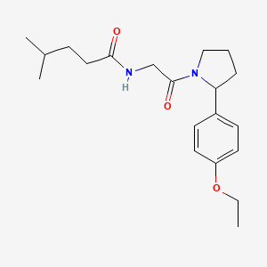 molecular formula C20H30N2O3 B7367273 N-[2-[2-(4-ethoxyphenyl)pyrrolidin-1-yl]-2-oxoethyl]-4-methylpentanamide 