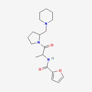 molecular formula C18H27N3O3 B7367411 N-[1-oxo-1-[2-(piperidin-1-ylmethyl)pyrrolidin-1-yl]propan-2-yl]furan-2-carboxamide 