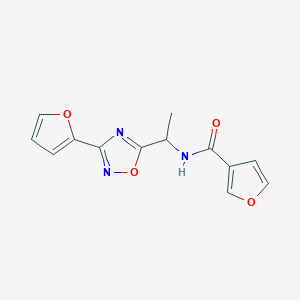 molecular formula C13H11N3O4 B7367417 N-[1-[3-(furan-2-yl)-1,2,4-oxadiazol-5-yl]ethyl]furan-3-carboxamide 