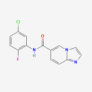 molecular formula C14H9ClFN3O B7367444 N-(5-chloro-2-fluorophenyl)imidazo[1,2-a]pyridine-6-carboxamide 